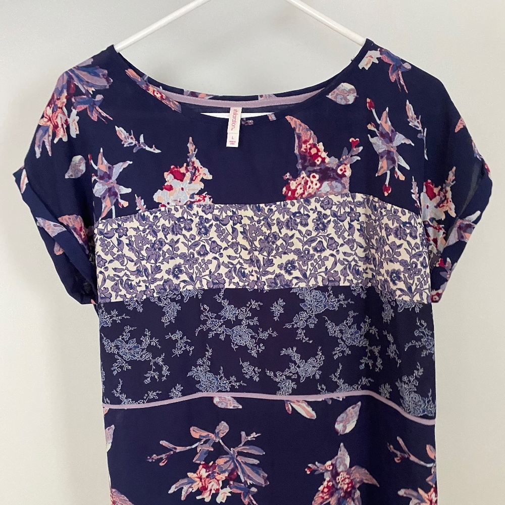 Floral Xhilaration Blue Blouse